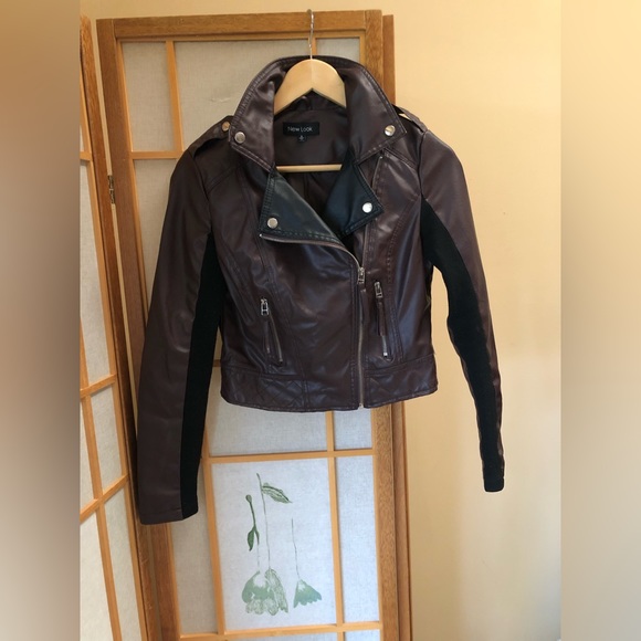 NEW LOOK fitted faux leather jacket gorgeous burgundy shade - Picture 1 of 7